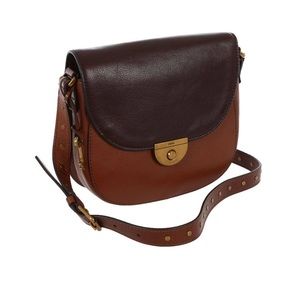 Fossil Women's Emi Leather Saddle Bags Variety Colors‎ color block crossbody